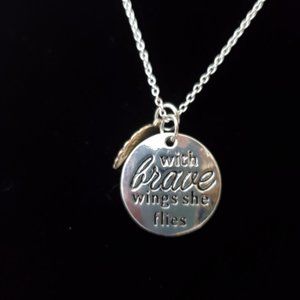 With Brave Wings She Flies Necklace and Wing charm ~